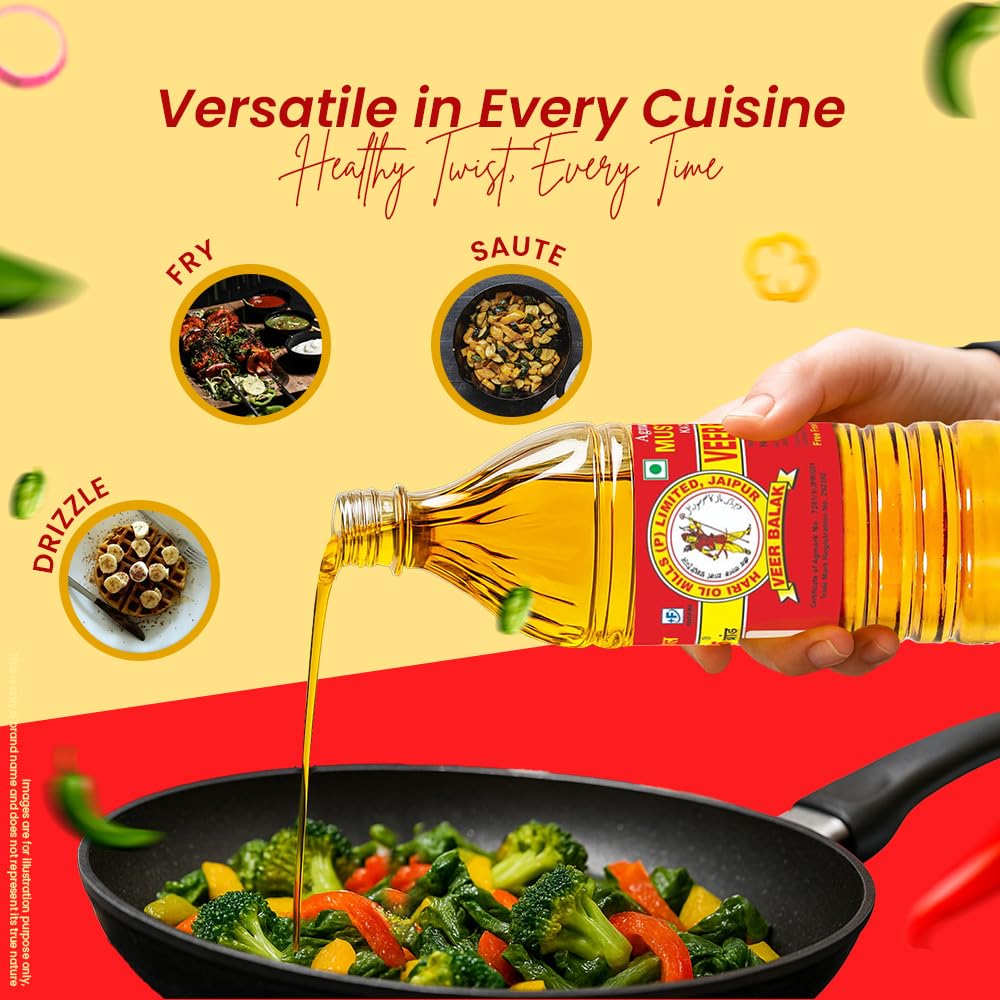 VEER BALAK Premium Cold Pressed Kachi Ghani Mustard Oil - 1 Litre