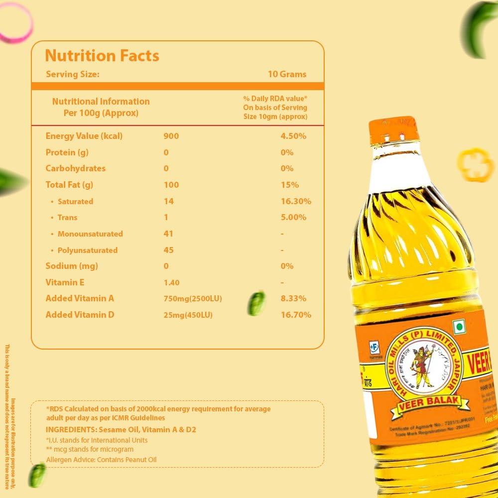VEER BALAK Premium Kachi Ghani Sesame/Til Oil - 200 ML
