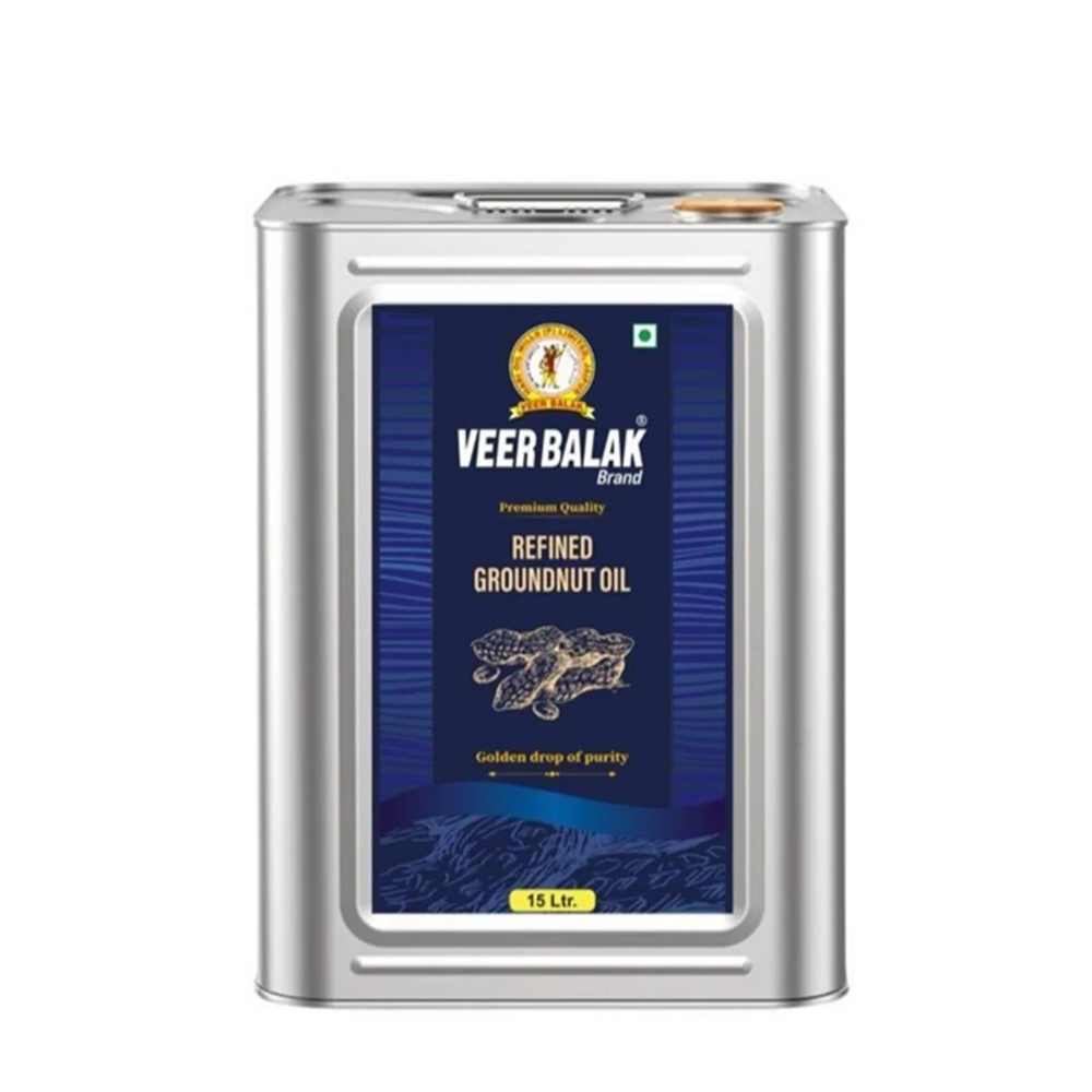 VEER BALAK Premium Refined Groundnut Oil - 15 Litre Tin Packing