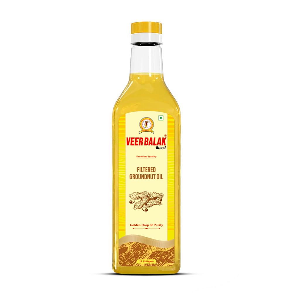 VEER BALAK Filtered Groundnut (Peanut) Oil - 1 Litre Bottle Packing