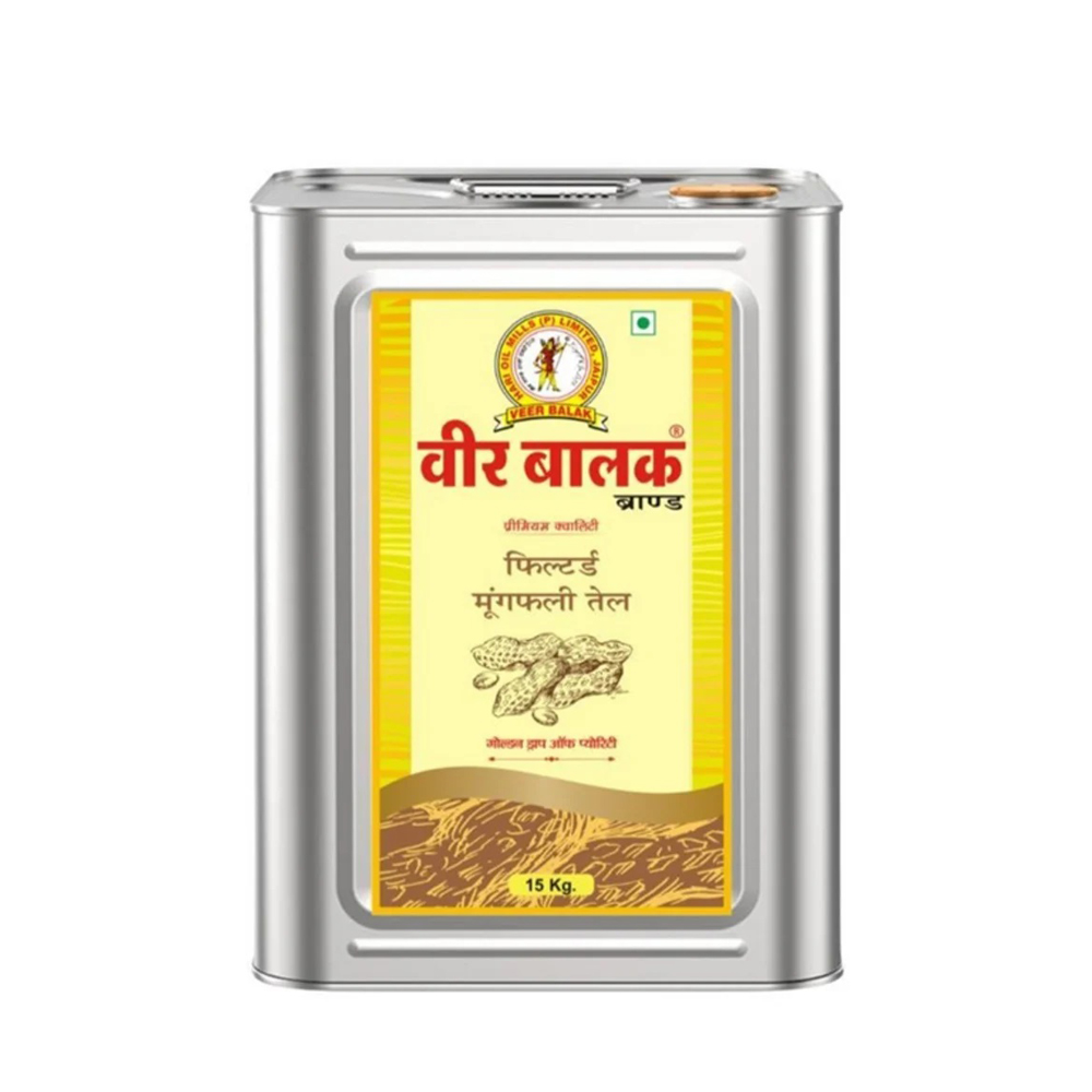 VEER BALAK Filtered Groundnut (Peanut) Oil - 15 Ltr, 15 kg Tin Packing